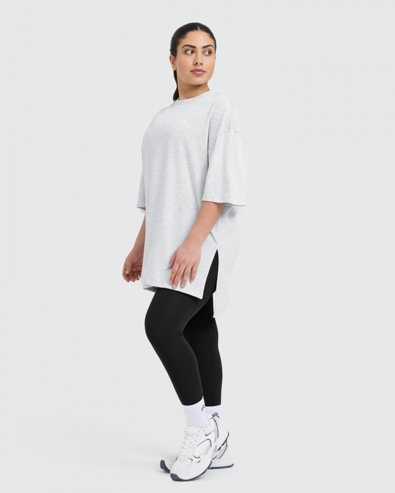 Oner Active Klassiska Longline T-shirt Ljusgrå | OZDM-43089