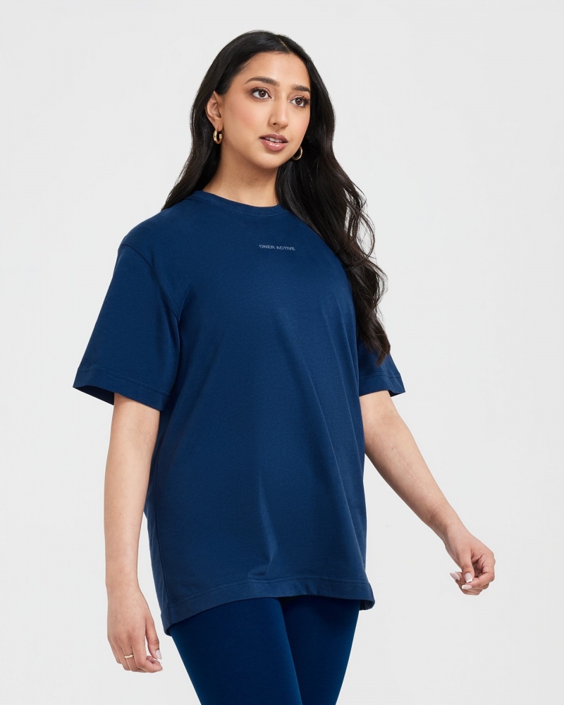 Oner Active Klassiska Mirror Tryck Oversized T-shirt Blå | AKXC-51420