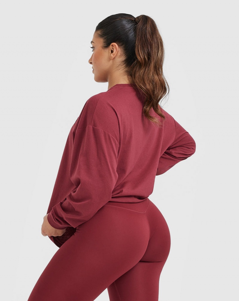 Oner Active Klassiska Oversized Lätta Long Sleeve T-shirt Rosa | GZPQ-21409