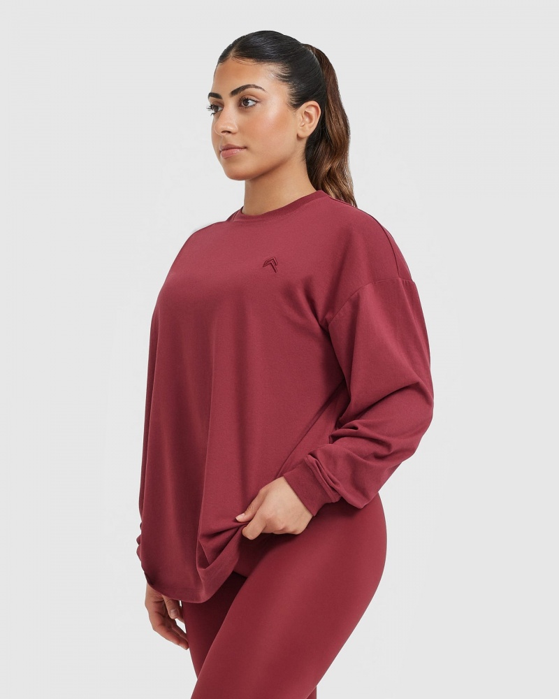 Oner Active Klassiska Oversized Lätta Long Sleeve T-shirt Rosa | GZPQ-21409