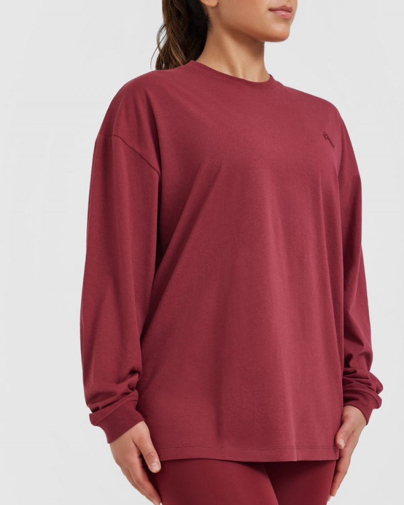 Oner Active Klassiska Oversized Lätta Long Sleeve T-shirt Rosa | GZPQ-21409