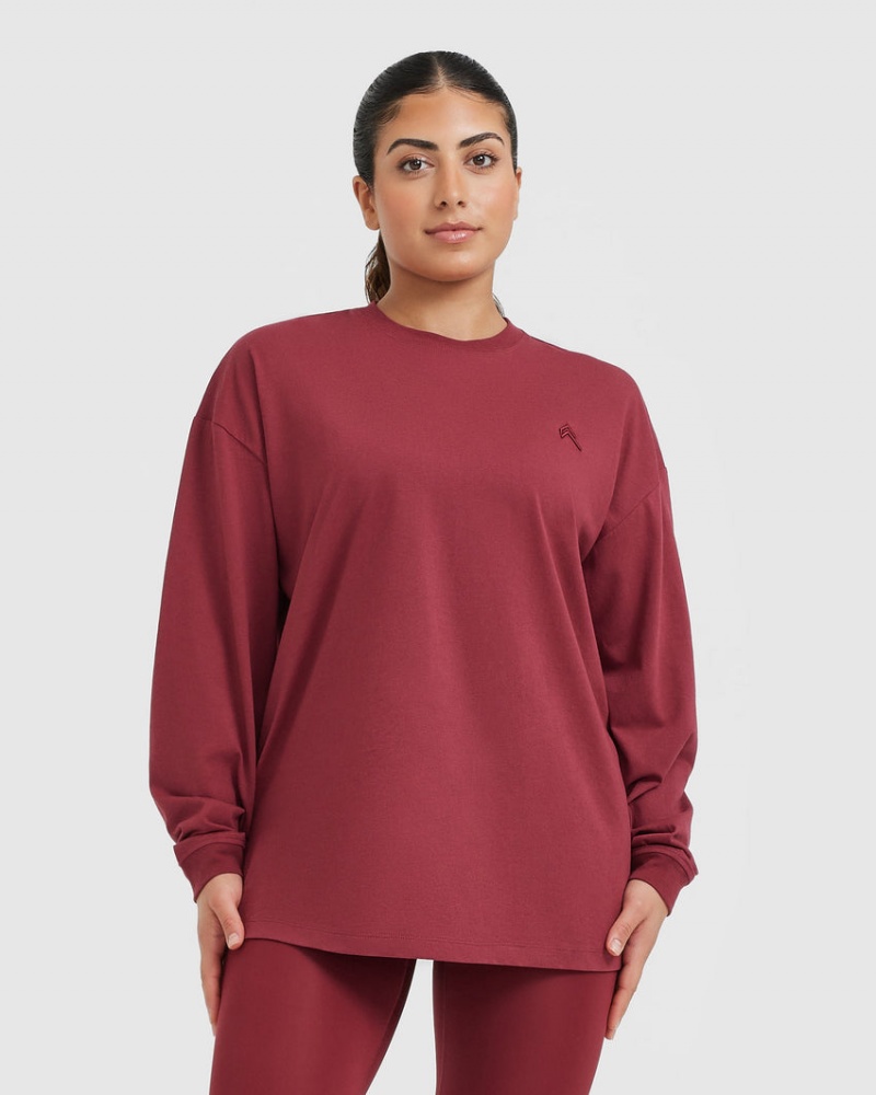 Oner Active Klassiska Oversized Lätta Long Sleeve T-shirt Rosa | GZPQ-21409