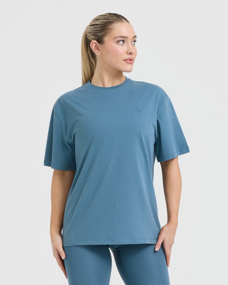 Oner Active Klassiska Oversized Lätta T-shirt Blå | YQNM-02957