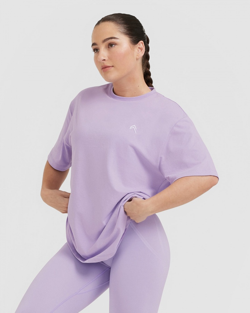 Oner Active Klassiska Oversized Lätta T-shirt Lila | BTGW-29135