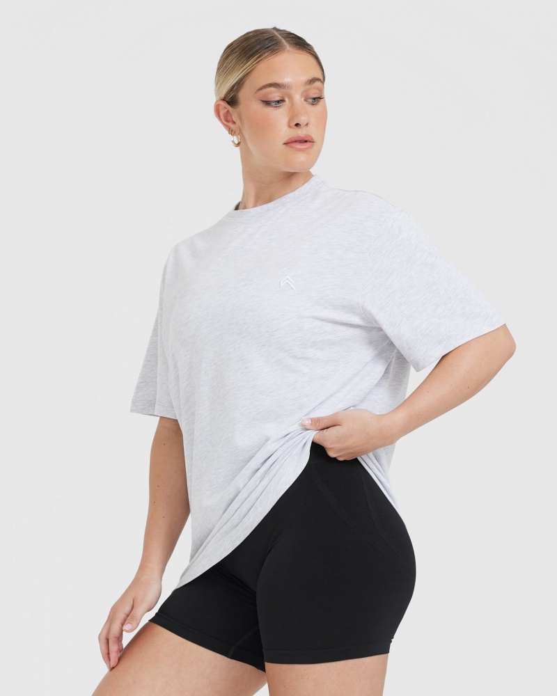 Oner Active Klassiska Oversized Lätta T-shirt Ljusgrå | XTVA-47158