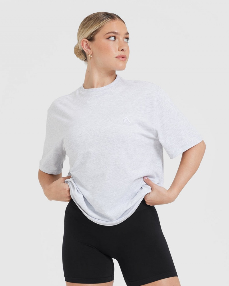 Oner Active Klassiska Oversized Lätta T-shirt Ljusgrå | XTVA-47158