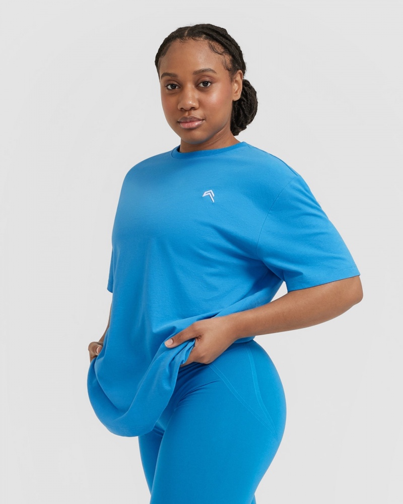 Oner Active Klassiska Oversized Lätta T-shirt Blå | KJZA-30594