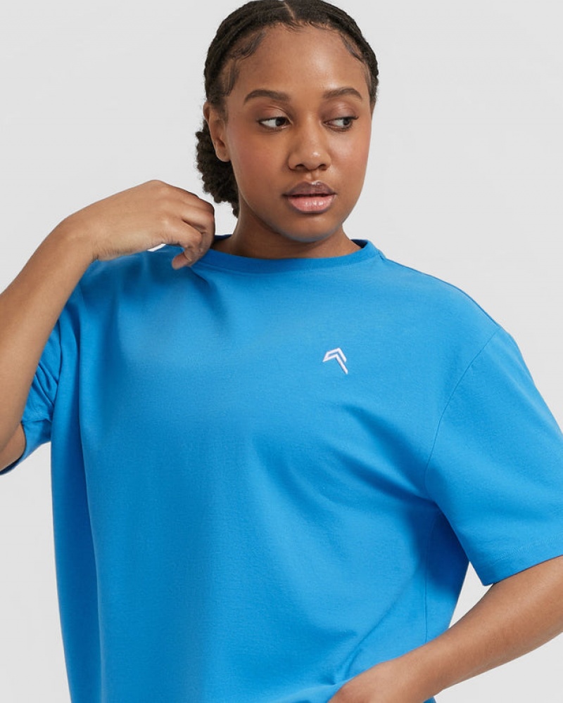 Oner Active Klassiska Oversized Lätta T-shirt Blå | KJZA-30594