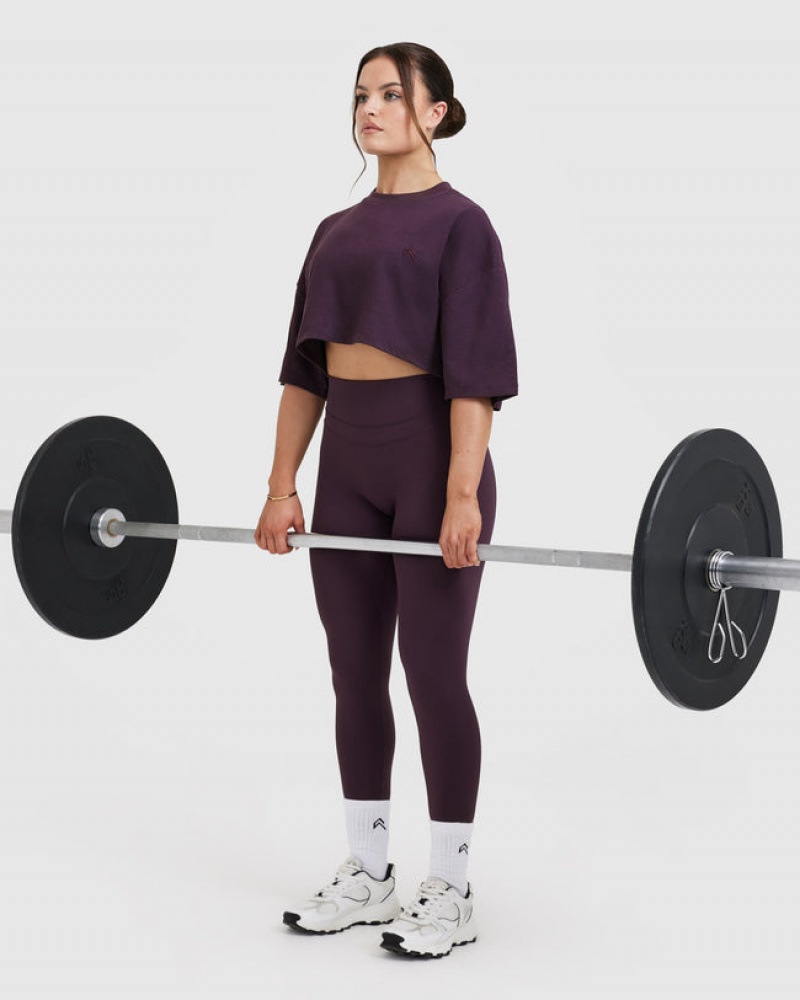 Oner Active Klassiska Relaxed Crop Lätta T-shirt Lila | CFPV-02846