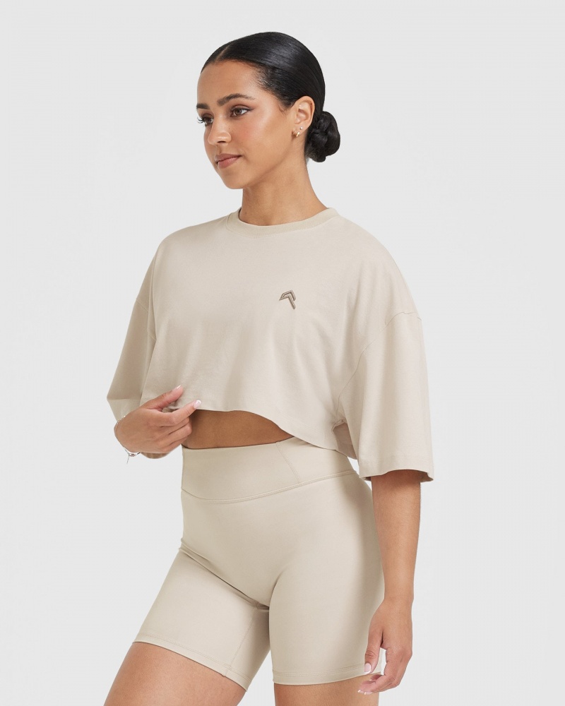 Oner Active Klassiska Relaxed Crop Lätta T-shirt Bruna | YGZS-15648