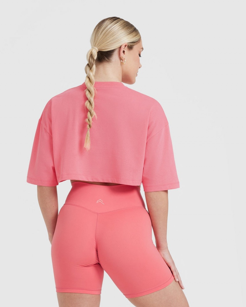 Oner Active Klassiska Relaxed Crop Lätta T-shirt Rosa | QOGJ-63840