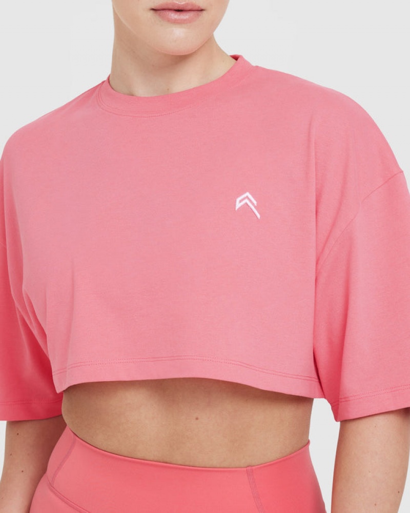 Oner Active Klassiska Relaxed Crop Lätta T-shirt Rosa | QOGJ-63840