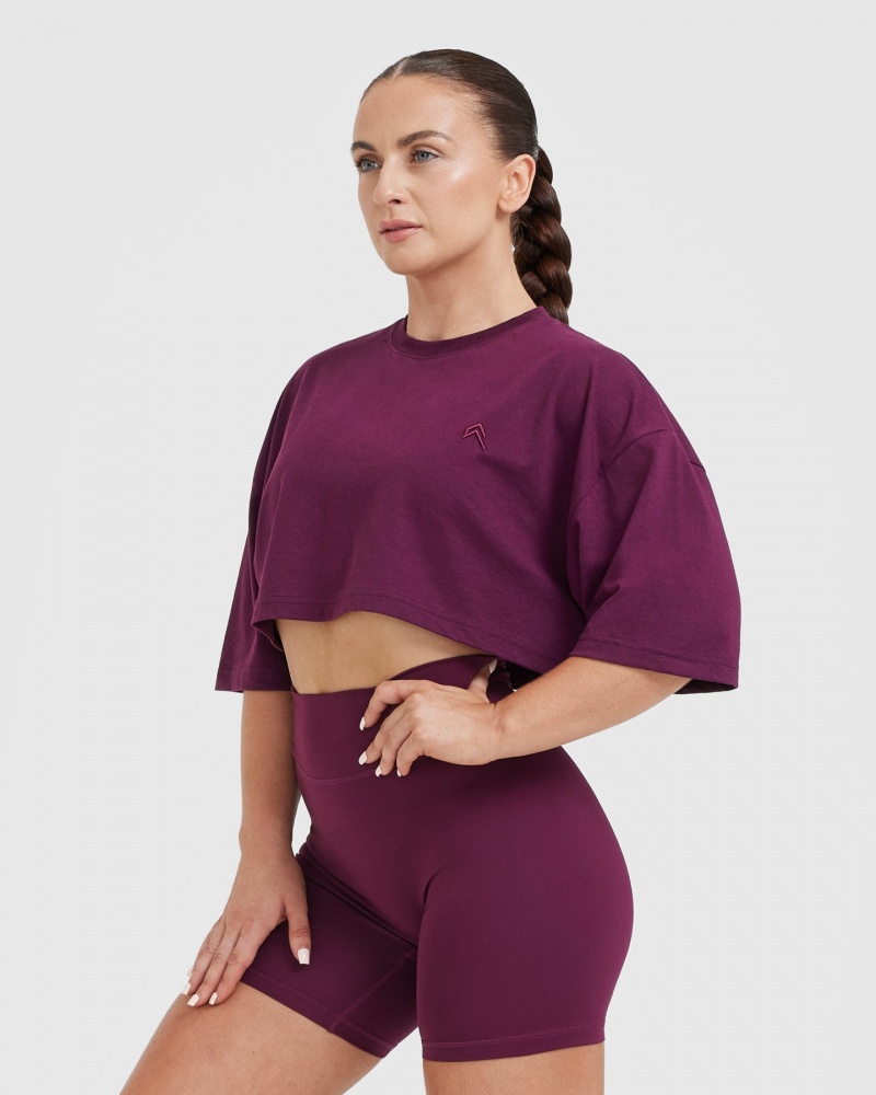 Oner Active Klassiska Relaxed Crop Lätta T-shirt Lila | QOYT-04631