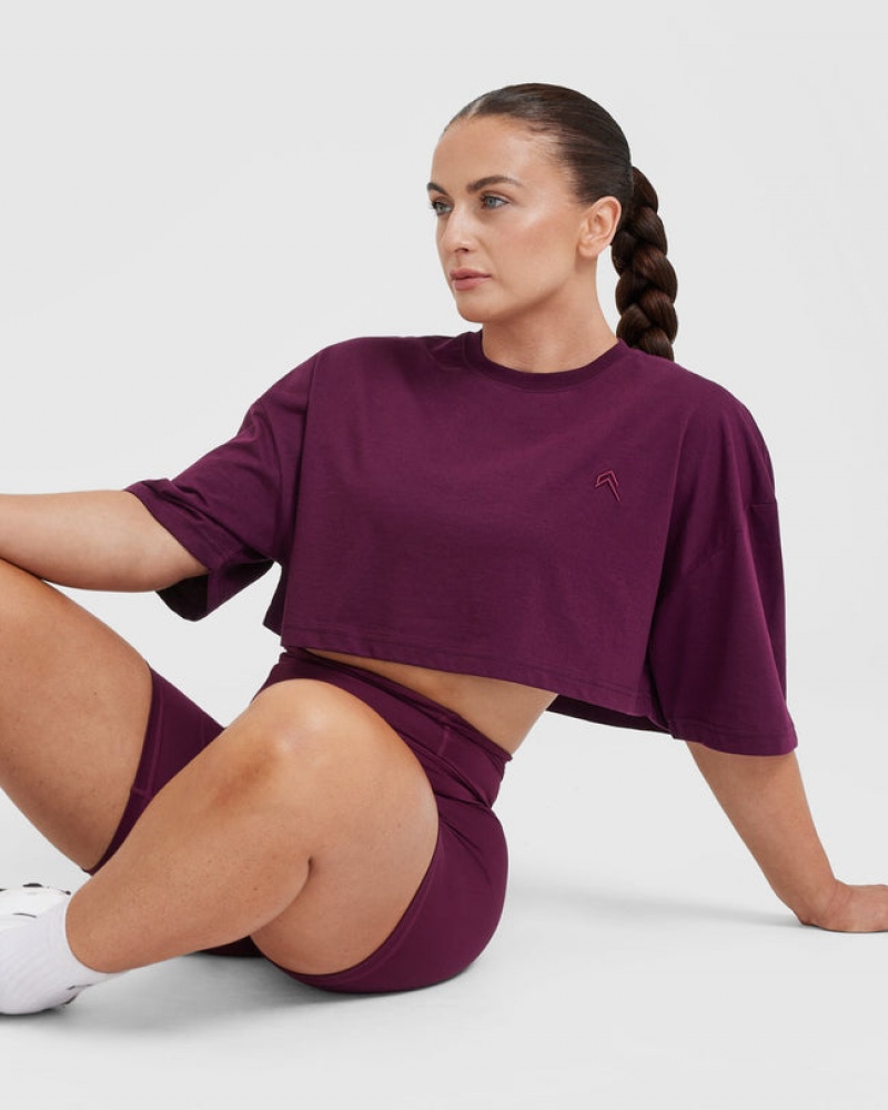 Oner Active Klassiska Relaxed Crop Lätta T-shirt Lila | QOYT-04631