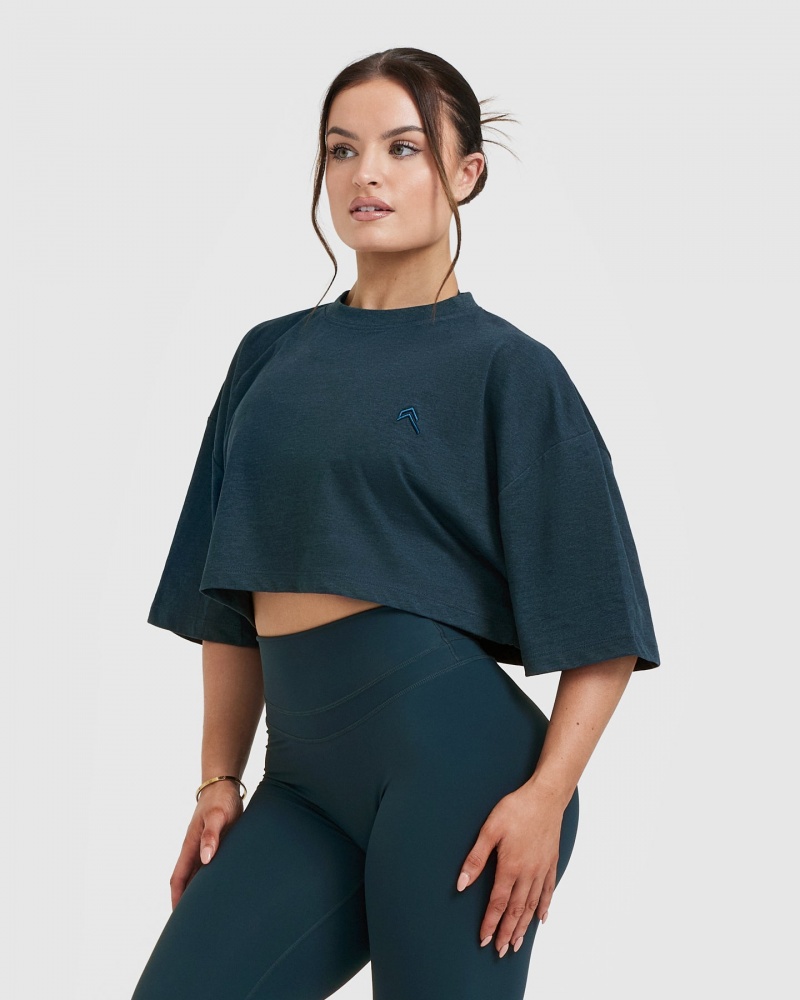 Oner Active Klassiska Relaxed Crop Lätta T-shirt Blå | TFQL-78619