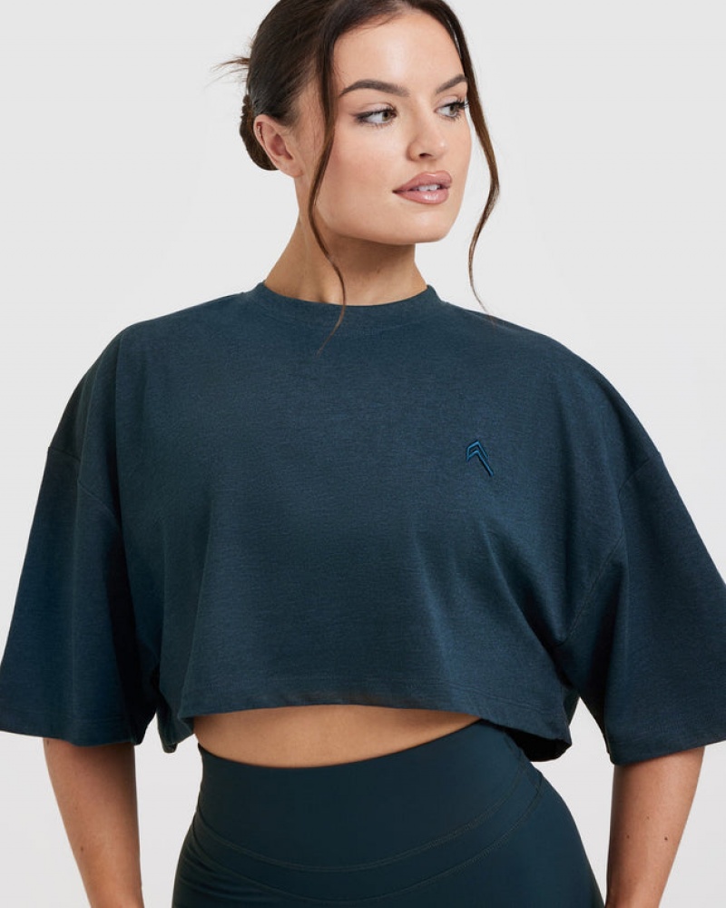 Oner Active Klassiska Relaxed Crop Lätta T-shirt Blå | TFQL-78619