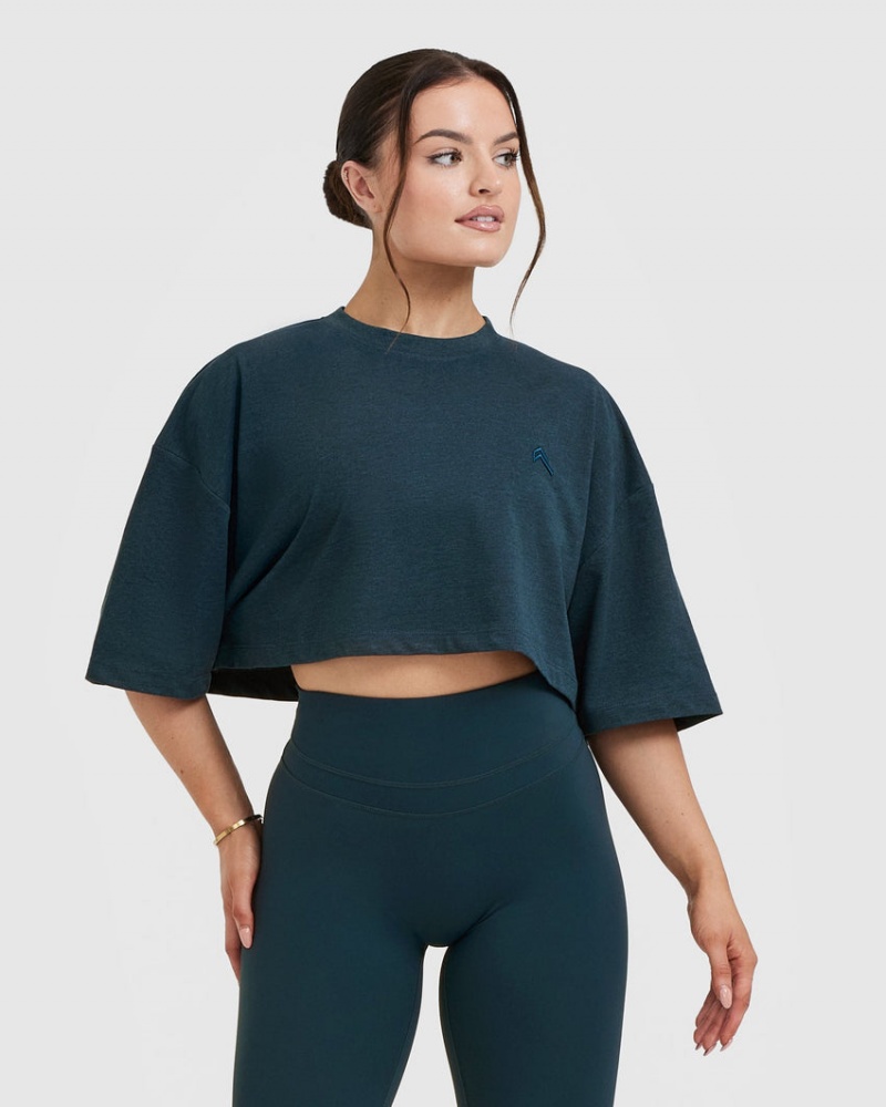 Oner Active Klassiska Relaxed Crop Lätta T-shirt Blå | TFQL-78619