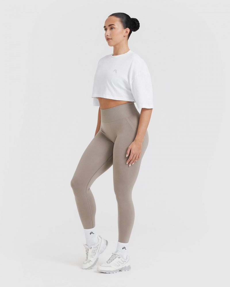 Oner Active Klassiska Relaxed Crop Lätta T-shirt Vita | RHQL-60748