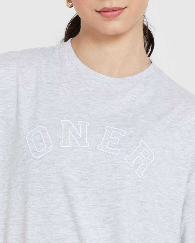 Oner Active Klassiska Varsity Oversized Lätta T-shirt Ljusgrå | TIJY-30245