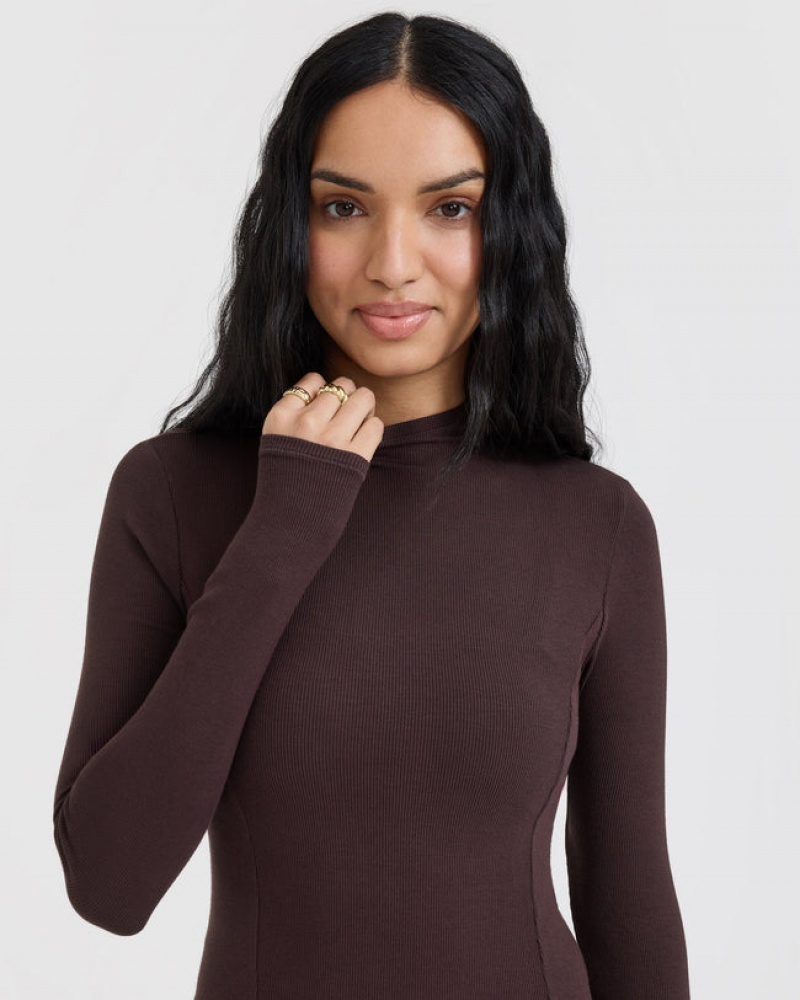 Oner Active Mellow Rib Mock Neck Long Sleeve T-shirt Lila Bruna | YOZL-32950