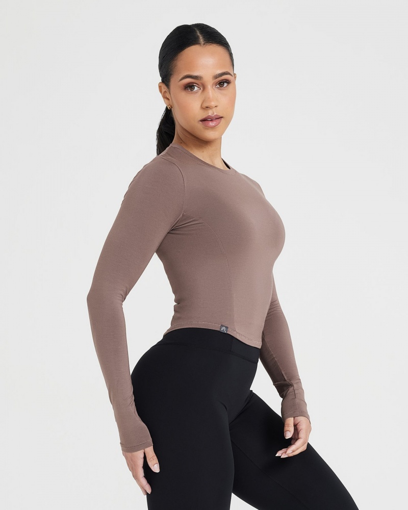 Oner Active Mellow Soft Mid Long Sleeve T-shirt Bruna | MEDH-74905