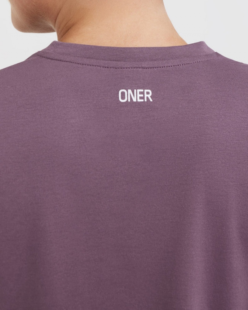 Oner Active Raising The Bar Tryck Muscle Crop T-shirt Lila | PYKB-91074