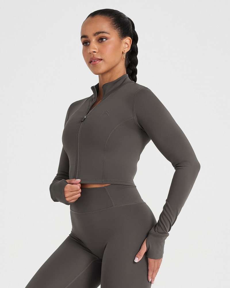 Oner Active Timeless Crop Jackor Mörkgrå Bruna | PEXM-98306