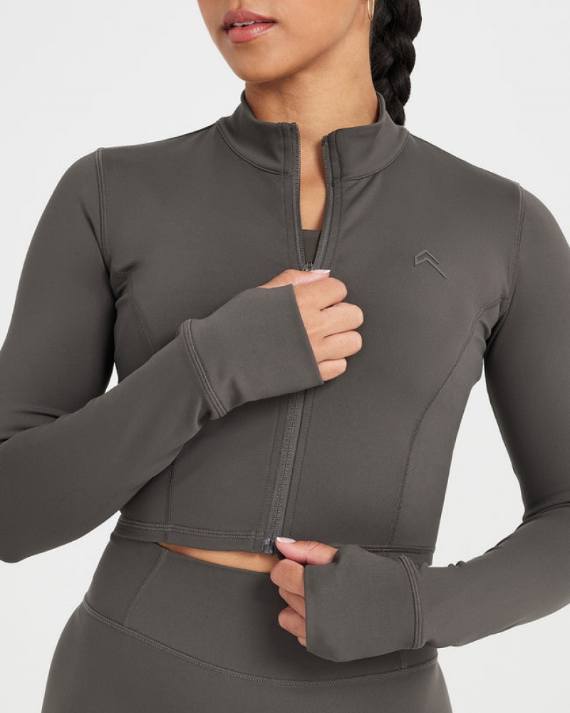 Oner Active Timeless Crop Jackor Mörkgrå Bruna | PEXM-98306