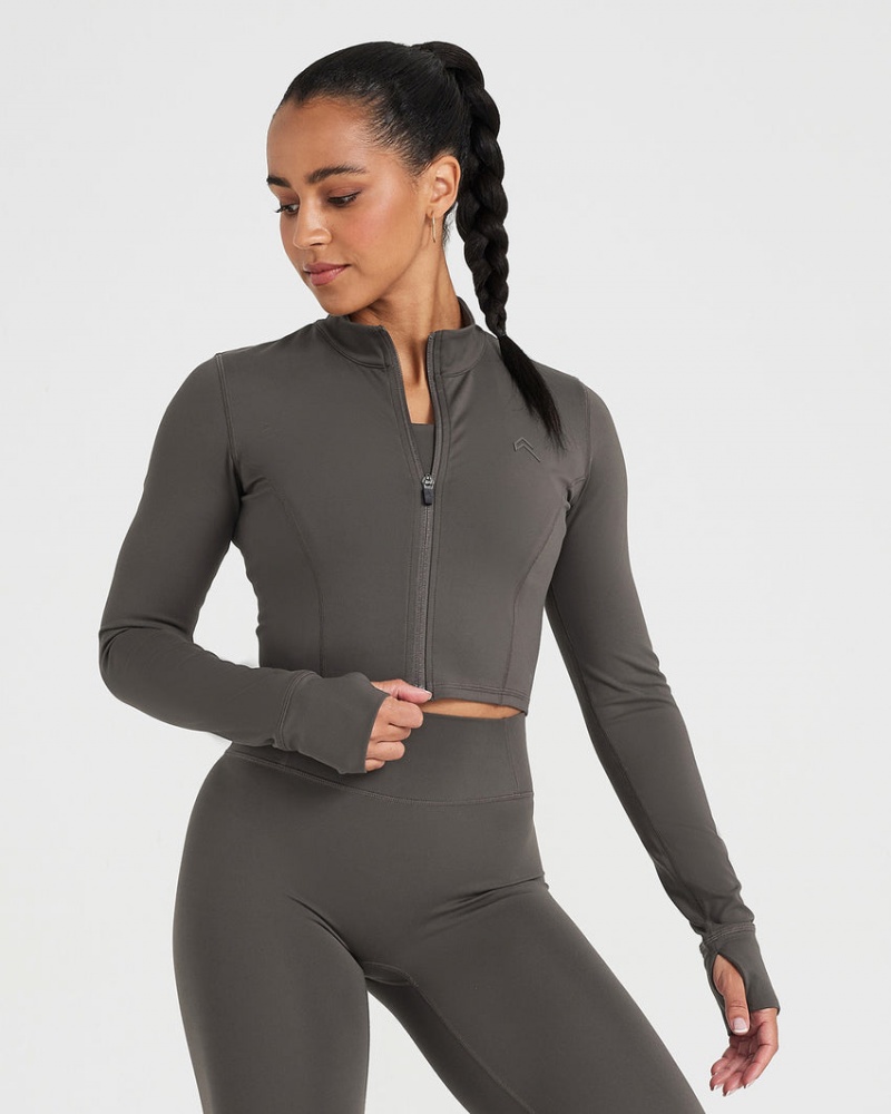 Oner Active Timeless Crop Jackor Mörkgrå Bruna | PEXM-98306