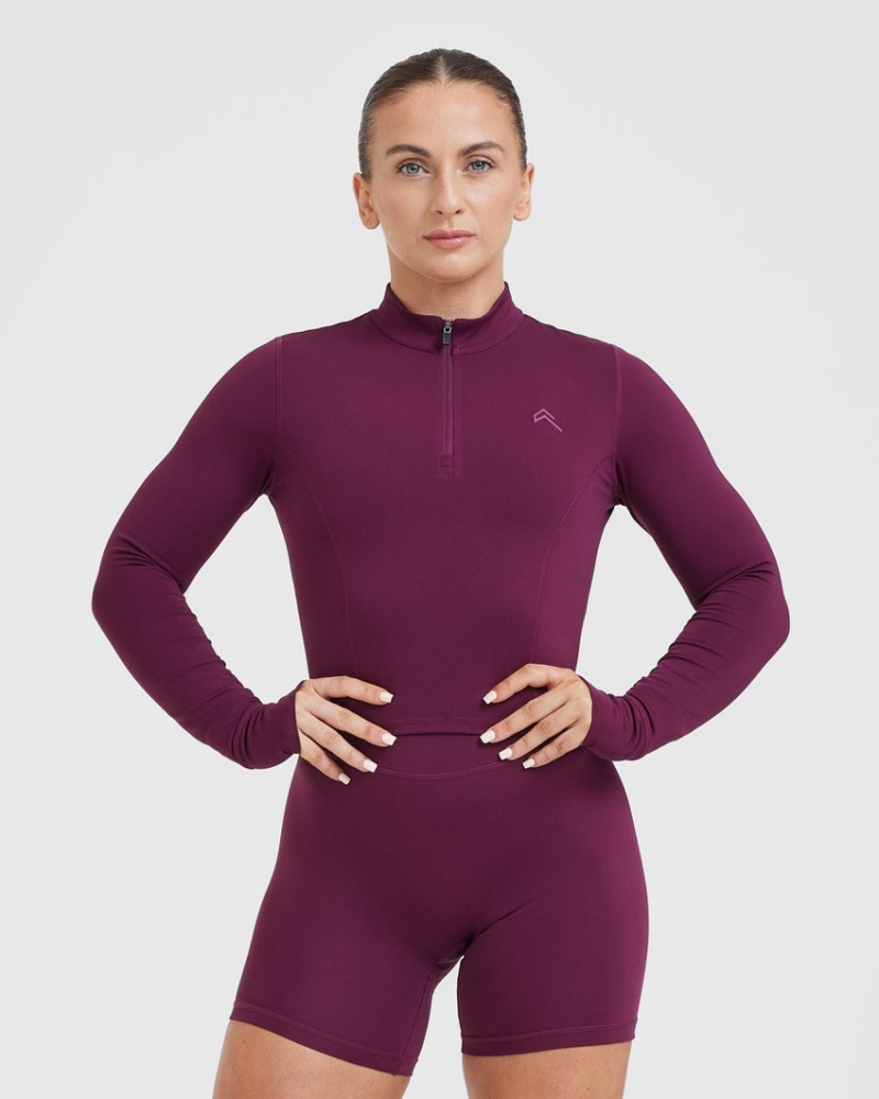 Oner Active Timeless Half Zip Mid Long Sleeve T-shirt Lila | BWDT-63829